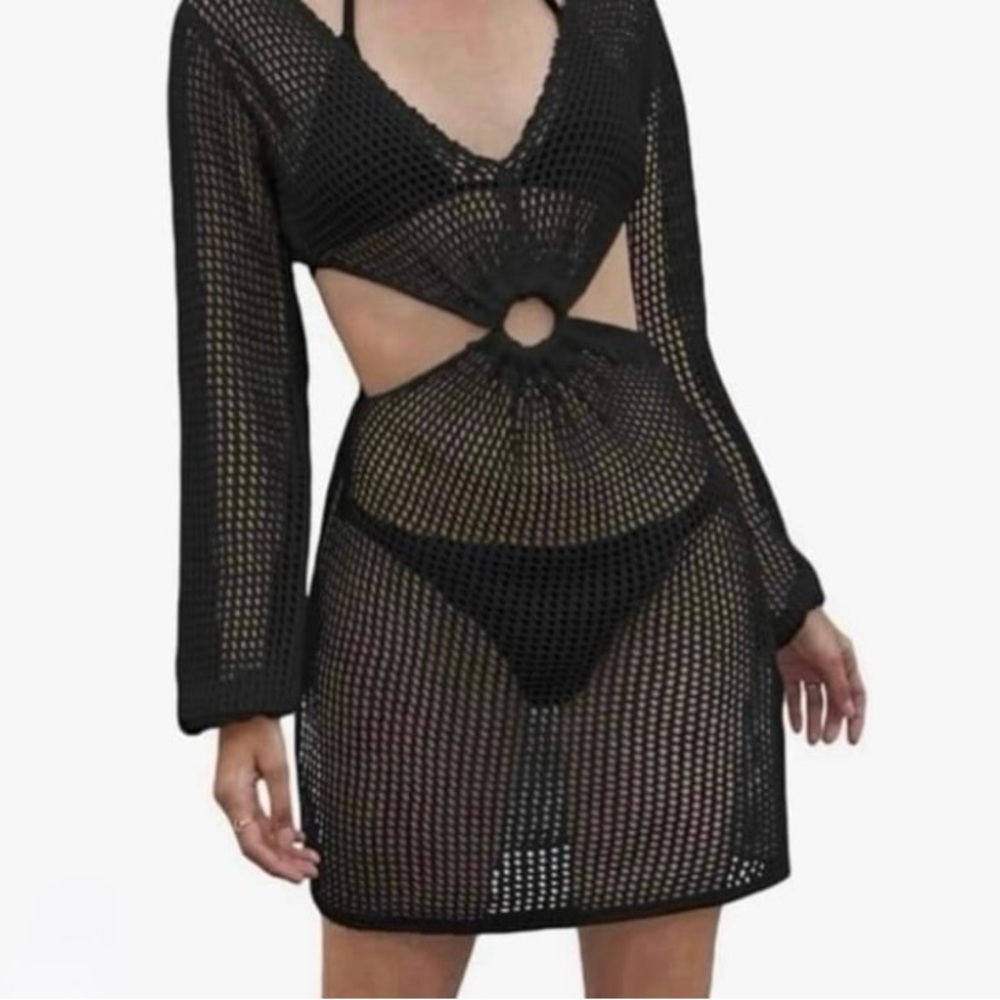 Black Mesh Cutout Dress